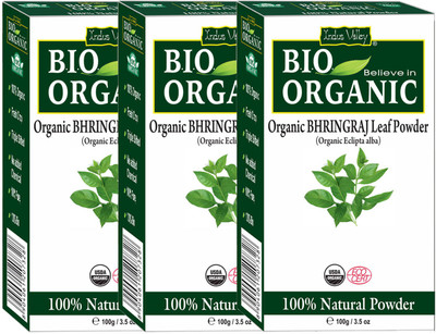 Indus Valley Bio Organic Natural Bhringraj Powder - Triple Pack(300 g)