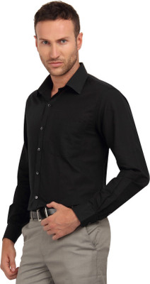 Copperline Men Solid Formal Black Shirt