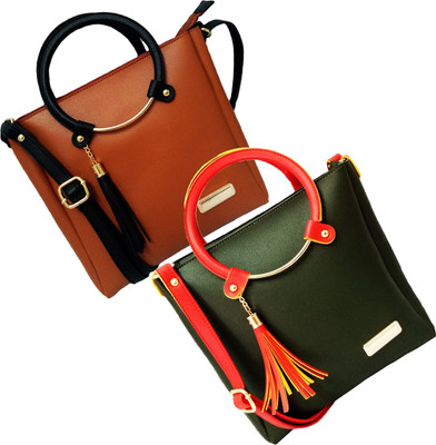 

bandicoot Women Casual, Formal, Sports, Evening/Party Green, Tan PU Sling Bag