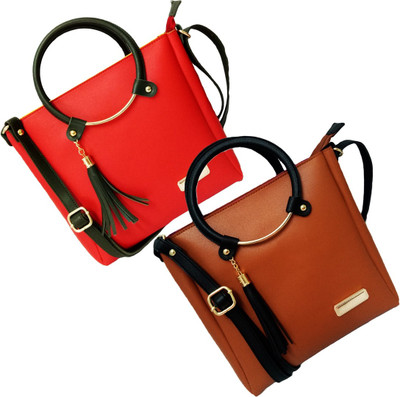 

BANDICOOT Girls Evening/Party, Casual, Formal Red, Tan PU Sling Bag