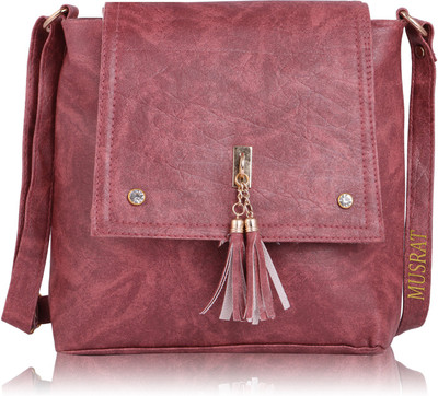 

MUSRAT Girls Casual Maroon PU Sling Bag