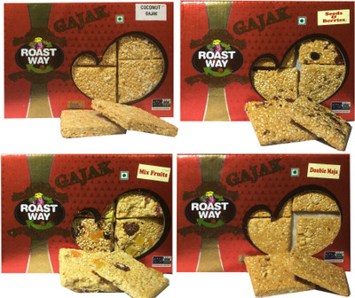 

Roast Way Roasted Double Mazza and Mix Fruits and Seeds & Berries and Coconut Gajak - 800 gram (each 200 gram)(0.8 kg, Box)