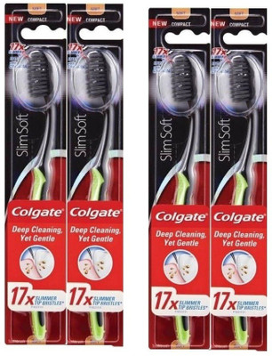 

Colgate 360 charcoal slimsoft and sensitive soft superior Toothbrushes Pack of 4 Ultra Soft Toothbrush(Pack of 4)