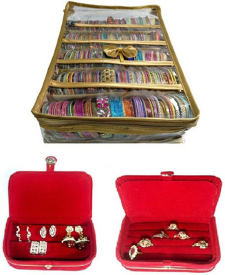 

Sarohi 5 Rods Bangle Earring Ring Jewellery Vanity Box (Golden, Red, Red) Jewellery Box Vanity Box(Multicolor)