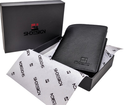 

SHDESIGNS Men Black Genuine Leather Wallet(5 Card Slots)