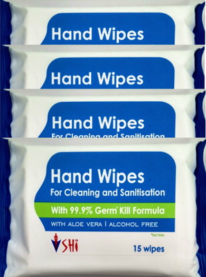 

SHI Hand Wipes pack of 60 wipes (15 wipes x 4 packets)(60 Pieces)