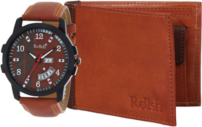 

Relish Wallet, Analog Watch Combo(Brown)