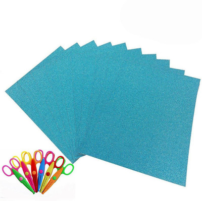 

Way Beyond Art & Craft Combo Set of 6 pcs Scissors and Adhesive sky blue coloured Glitter Foam Sheet pack of 10 A4 Size