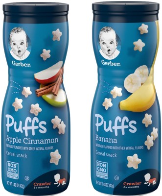 GERBER Apple Cinnamon Puff 42g + Banana Puff 42g Cereal(84 g, 1)