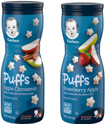 

Gerber Apple Cinnamon Puff 42g + Strawberry Apple Puff 42g Cereal(84 g, Pack of 2, 1)