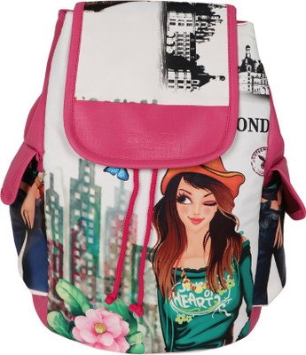 

Minkrit Women's Leather Printed 30 L Backpack(Pink)