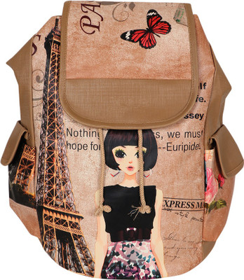 

Minkrit Women's Leather Printed 30 L Backpack(Tan)