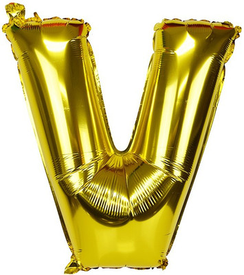 

Events Framer Solid V - Alphabet Foil Balloon Gold Letter Balloon(Gold, Pack of 1)