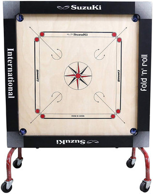 Suzuki Carrom Board On Wheel 29x29 Inch Black Border 3 Inch