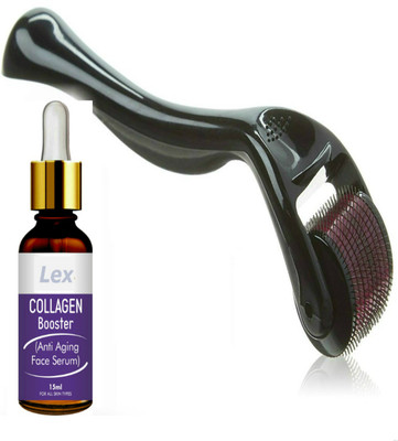 

Lex Derma Roller + Collagen Booster Vit C serum skin Brightening Scar wrinkle Reduction(120 g)