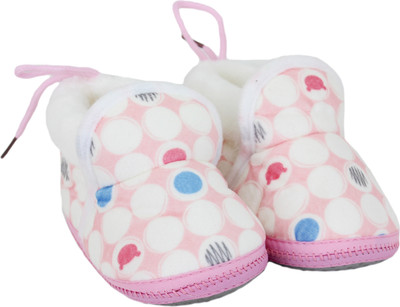 

Neska Moda 0 To 12 Month Baby Booties(Toe to Heel Length - 12 cm Pink, White)