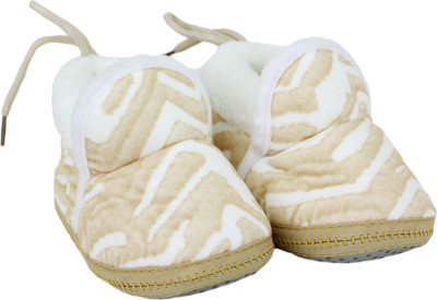 

Neska Moda 0 To 12 Month Baby Booties(Toe to Heel Length - 12 cm Beige, White)
