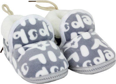 

Neska Moda 0 To 12 Month Baby Booties(Toe to Heel Length - 12 cm Grey, White)