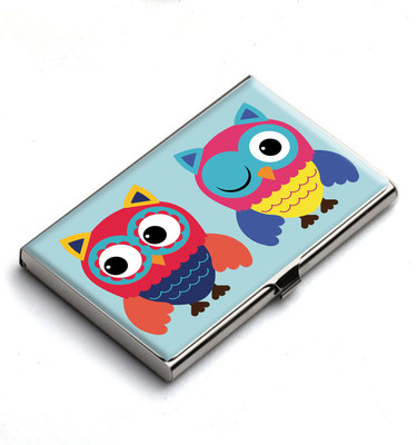 

Heartzy Cheerful Cute Owls Business 10 Card Holder(Set of 1, Blue)