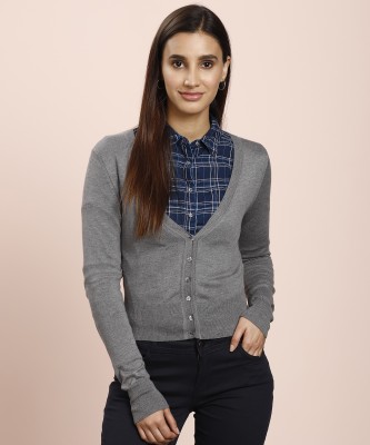 United Colors of Benetton Women Button Solid Cardigan at flipkart