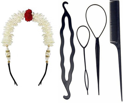 

KYT hair combo gajra pins white gajra , diy kit tools(Set of 5)