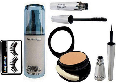 

longlasting eyelashes,Mac matchmaster foundation, two way compact, brook candy eyeliner & mascara(Set of 5)