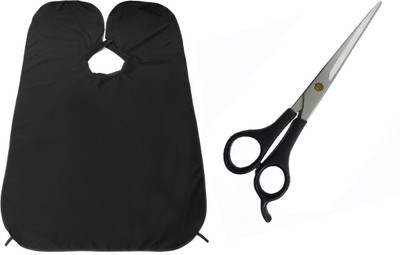 

JAGTEK Combo Of Plastc Handle Stainless Steel Scissor / Beard Shaving Apron ( set of 2 )(Set of 2)