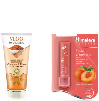 

Himalaya Peach Shine Lip Care, Chandan Kesar Face Wash(Set of 2)