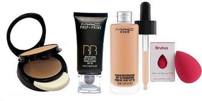 

brutus Silicon Puff & Mac Studio Waterweight Foundation,Studio Fix Compact & BB Cream(Set of 4)