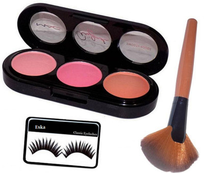 

Eska Eyelashes,Makeup Brush & Mac 3 Shades Blusher(Set of 3)