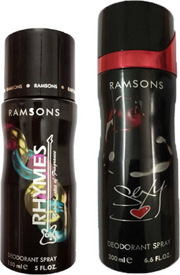 

RAMSONS RHYMES DEODORANT SPRAY 200ML+SEXY HEART DEODORANT SPRAY 200ML Deodorant Spray - For Men(150 ml, Pack of 2)