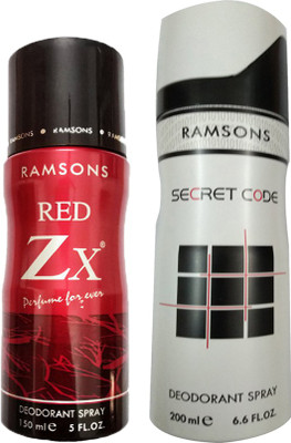 

RAMSONS RED ZX DEODORANT SPRAY 150ML +SECRET CODE DEODORANT SPRAY 200ML Deodorant Spray - For Men(150 ml, Pack of 2)