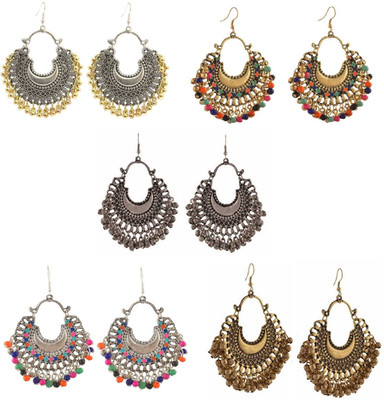 FashMade Pack of 5 Alloy Chandbali Earring