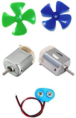 MELODY'S MEL-31 Mini Fan Kit - 2 Pcs DC Toy Motor, 2 Pcs. Mini Four Blade Fan, 1 Nine Volt Battery + 1 Battery Snapper Educational Electronic Hobby Kit