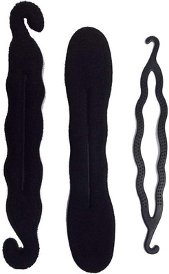 

GULZAR Hair Maker Bun Set Of 3 pcs Hair Puff Up Volumizer Bun Donut Puff Maker Bun (Black) Bun(Black)