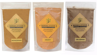 

HERBILICIOUS AMLA (100 GMS) + REETHA (100 GMS) + SHIKAKAI (100 GMS) POWDER| 300 gm (3 pouch of 100 Gm each)(300 g)