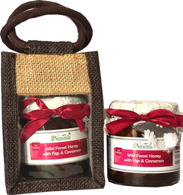 

Farm Naturelle Set of 5) Aesthetically Designed Jute Bag with Cinnamon Infused Pure Raw Natural Forest Honey and Figs (Anjeer)-250 GMS-Health Gift Item Pack(1.25 kg, Pack of 5)