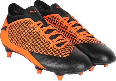 

Puma Boys Lace Football Shoes(Black, Black-shocking orange