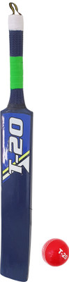 

Jaspo T-20 Wooden Cricket Ball with Wooden Bat(Size-5)(Wooden Bat,1 T-20 Ball)(blue) Cricket Kit