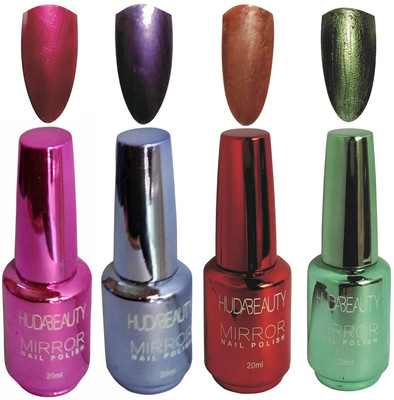 

Huda Beauty MIRROR EFFECT NAIL POLISH RED, MAGENTA, GREEN, PURPLE(Pack of 4)