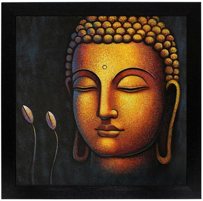 Masstone Buddha UV textured Framed Ink 12 inch x 12 inch Painting(With Frame)