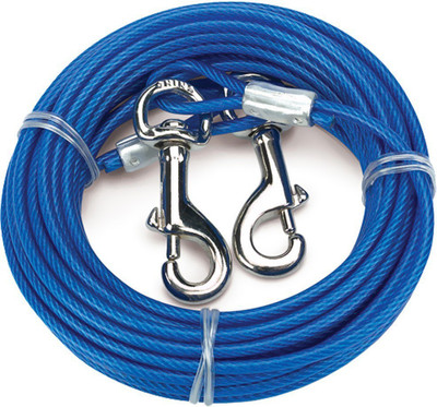 

Goofy Tails 15ft Vinyl Coated Aircraft Steel Cable 450 Dog Strap Leash(Blue)