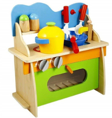 

INDIABUY 3D Assembled Wooden Pretend Play Cooking Kitchen Set Toy with Accessories for Kids