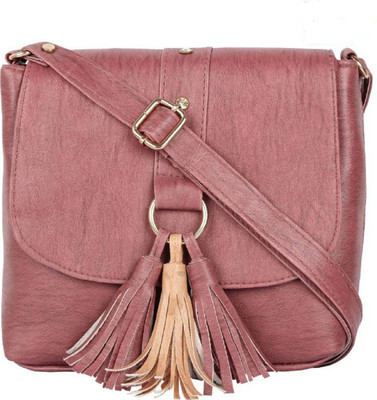 SAHAL Girls Casual Maroon PU Sling Bag