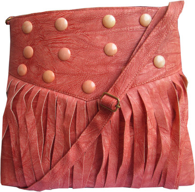 

CHERRY BLUE Women Casual Pink Synthetic Leather Sling Bag
