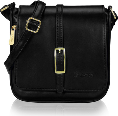 Kleio Women Formal, Casual Black Leatherette Sling Bag
