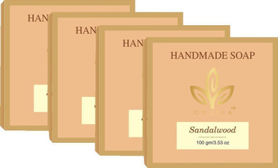 Org'era HANDMADE SANDALWOOD SOAP(400 g, Pack of 4)