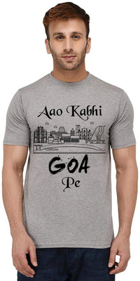 Aseria Graphic Print, Typography Men Round Neck Grey T-Shirt