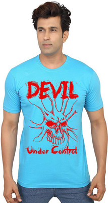 Aseria Printed, Graphic Print, Typography Men Round Neck Light Blue T-Shirt