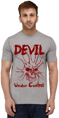 Aseria Printed, Graphic Print, Typography Men Round Neck Grey T-Shirt